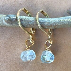 Natural Genuine Aquamarine Gold Filled Earrings Sundance Charm